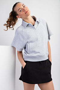 Rae Mode Collared Short Sleeve Top - 4 Colors