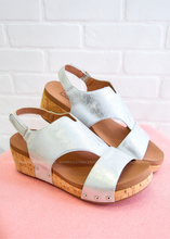 Load image into Gallery viewer, Refreshing Wedges by Corkys - White Metallic

