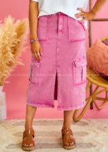 Load image into Gallery viewer, Demi Fringe Cargo Skirt - Pink Wash
