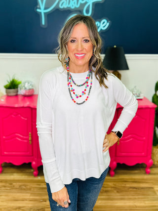 White Stitch Cashmere Sweater