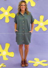 Load image into Gallery viewer, CozyCo Button Down Shirt Dress - 2 Colors
