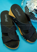 Load image into Gallery viewer, Bonny Wedge by Corkys - Black Shimmer
