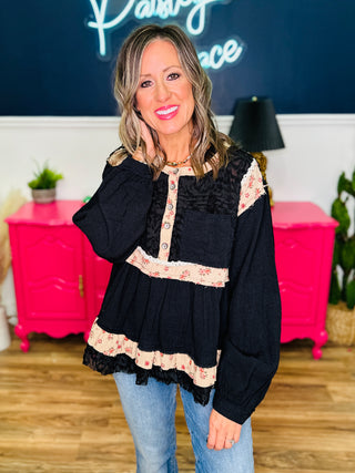 POL Round Neck Long Sleeve Top