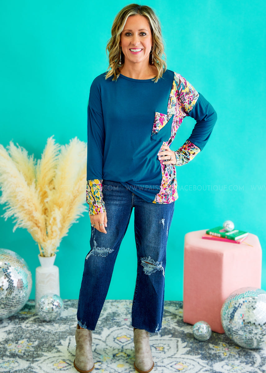 Flair For Fabulous Top Teal FINAL SALE Paisley Grace Boutique