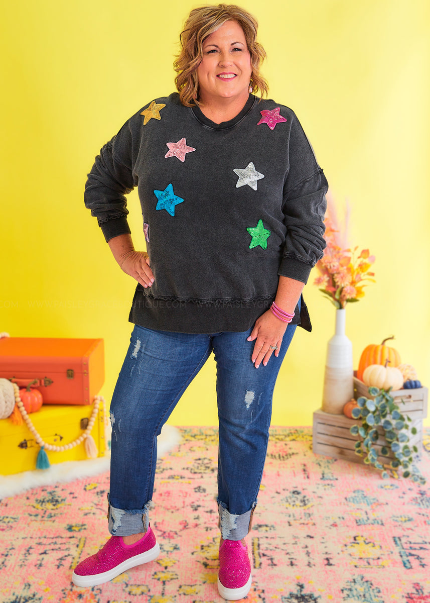 Periwinkle Star Studded Sweatshirt – Shop PS Boutique