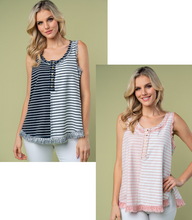 Load image into Gallery viewer, White Birch Color Blocked Striped Knit Tank Top
