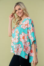 Load image into Gallery viewer, White Birch Aqua Floral Print Top
