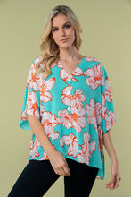 Load image into Gallery viewer, White Birch Aqua Floral Print Top
