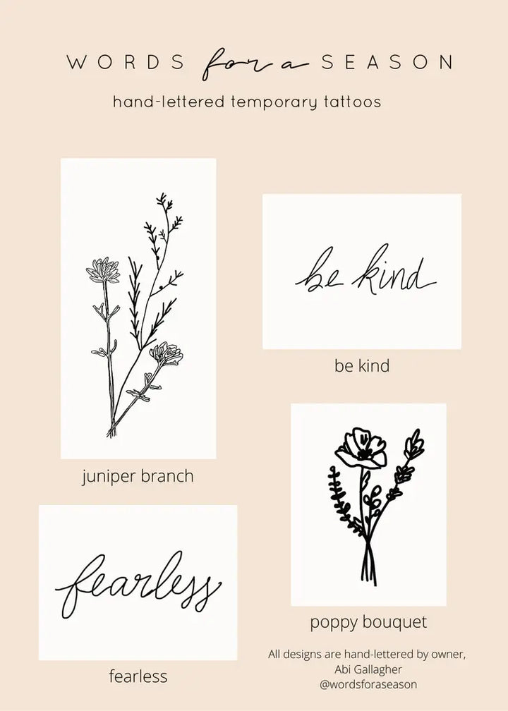 4 Pack Temporary Tattoos - 3 Styles - FINAL SALE