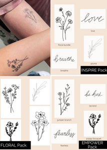 4 Pack Temporary Tattoos - 3 Styles - FINAL SALE
