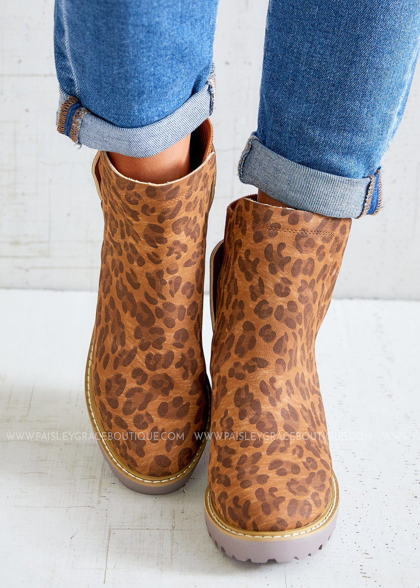 Basic Lug Bootie by Corkys Leopard FINAL SALE Paisley Grace Boutique