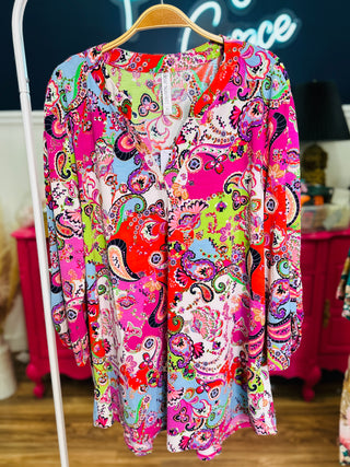 Dear Scarlett Lizzy Top In Pink Multi Paisley