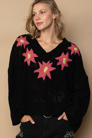 Bianca Black Floral Sweater - PREORDER