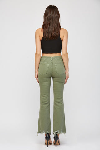 High Rise Crop Flare - Olive - PREORDER