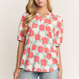 Cloud Nine Feelings Top - Lt Blue/Coral