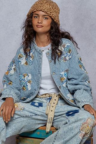 POL Balloon Sleeve Oversized Quilted Jacket