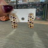 Brown & Amber Crystal Acrylic Hoops - PREORDER