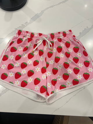 Strawberry Swirl Drawstring Everyday Shorts - PREORDER