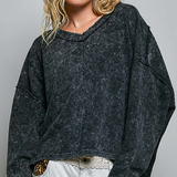 POL Thermal Waffle Knit Top - Black - PREORDER