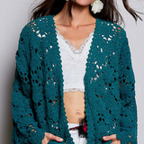 POL Crochet Knit Long Sleeve Cardigan - PREORDER
