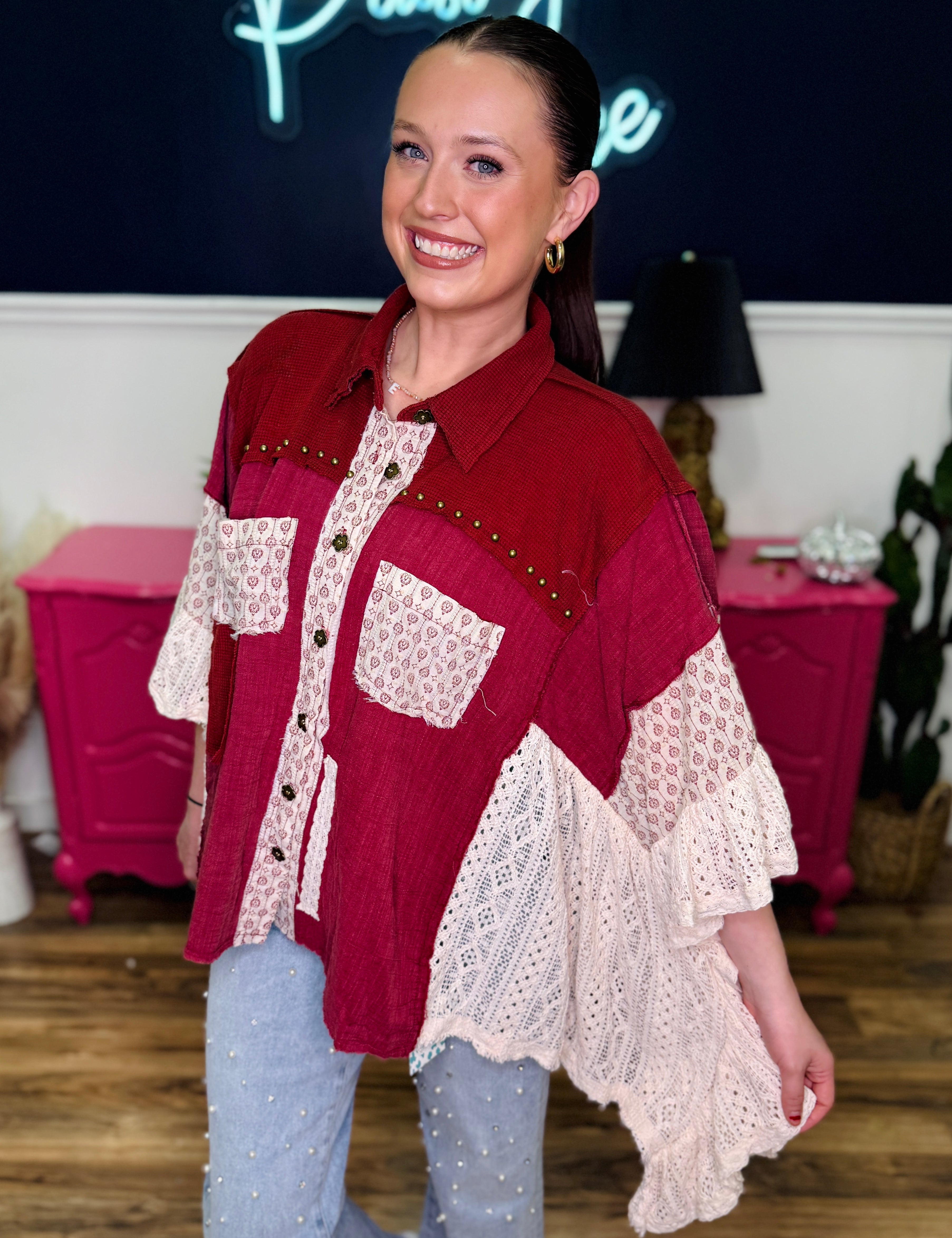 POL 3/4 Sleeve Roomy Fit Double Gauze Top - LAST ONES FINAL SALE