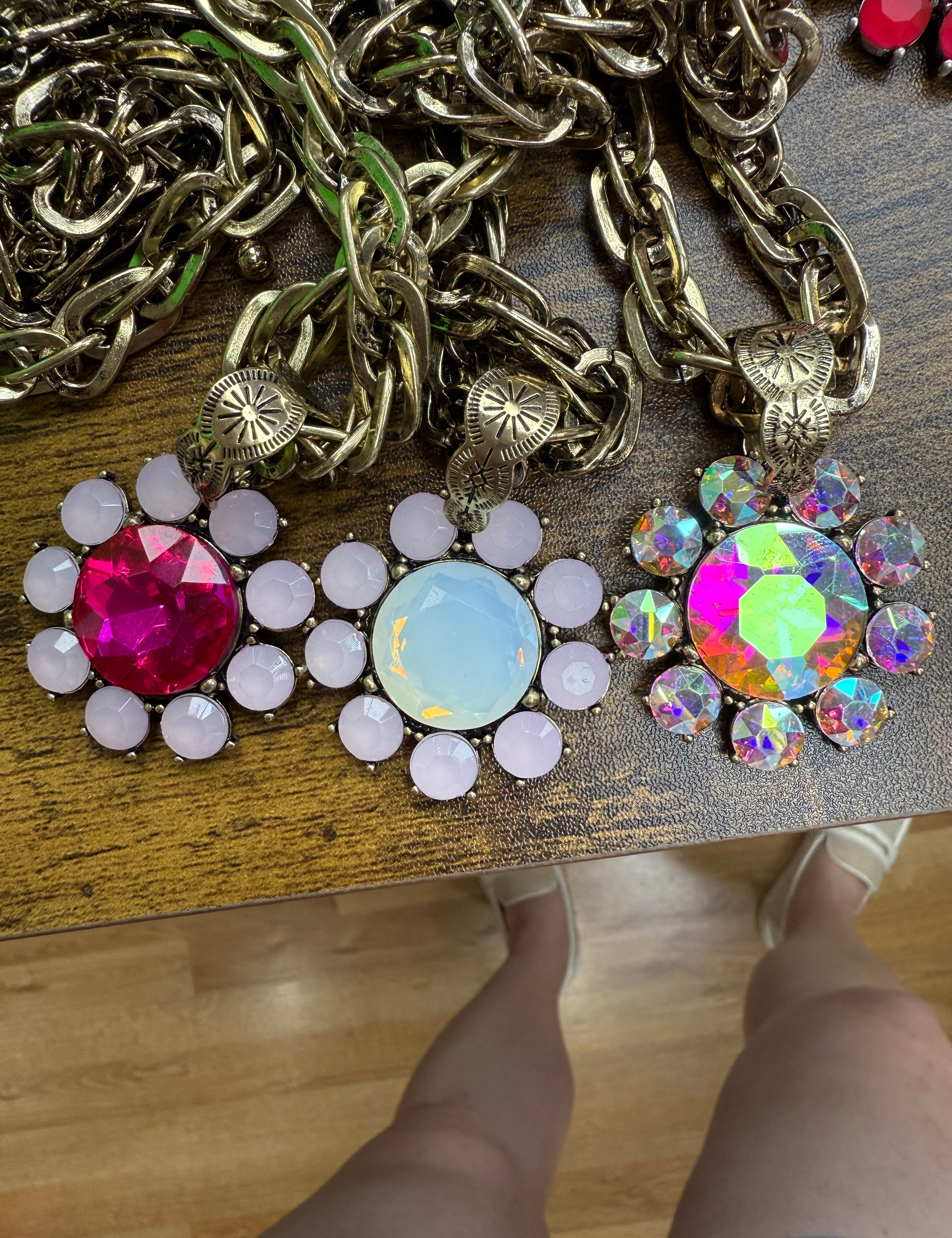 ATG LIVE Crystal Flower Pendant - LOTS OF COLORS!.