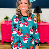 Stylish Snowman Long Sleeve Top - HOLIDAY CHEER - FINAL SALE