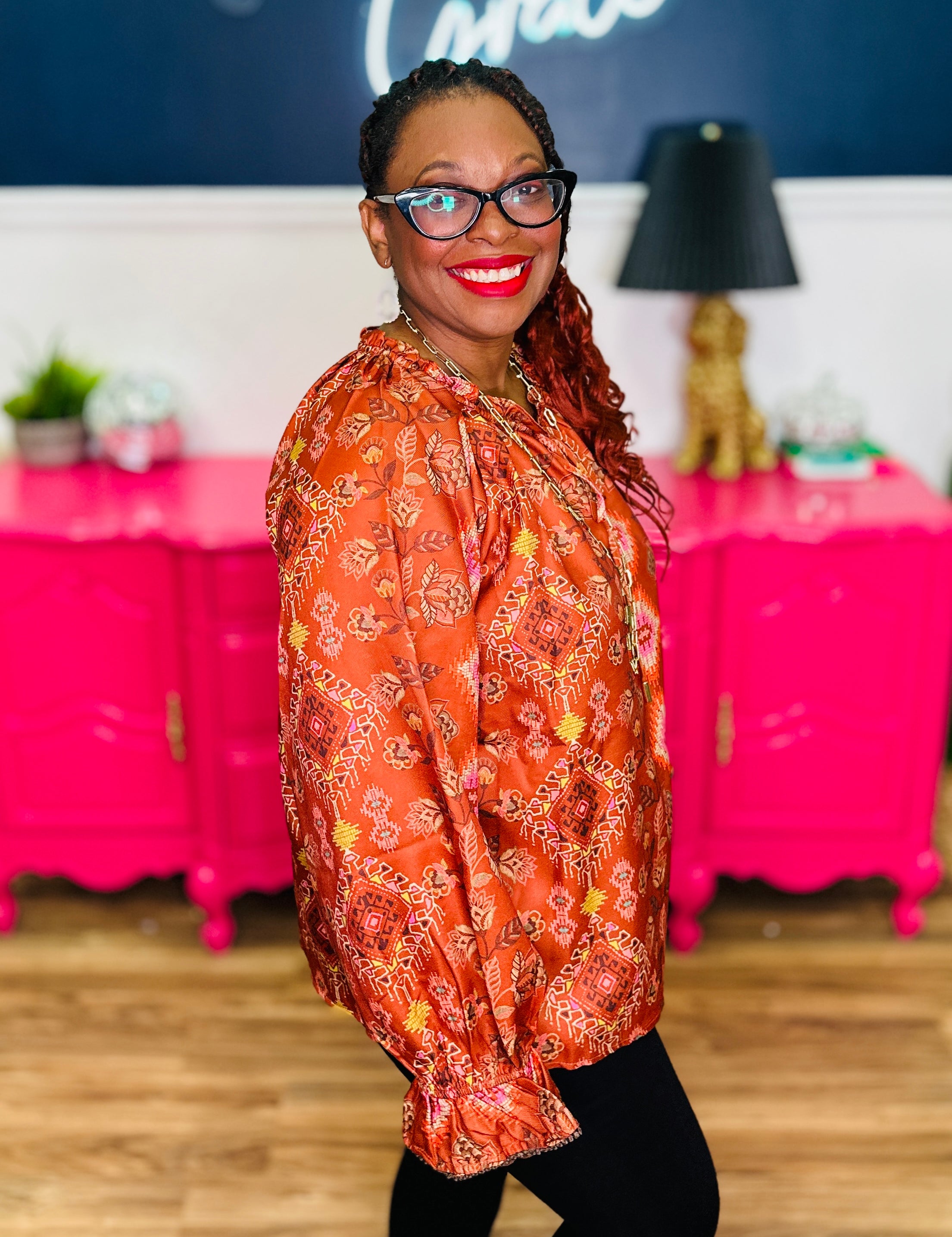 Printed Satin Twill Blouse - LAST ONES FINAL SALE