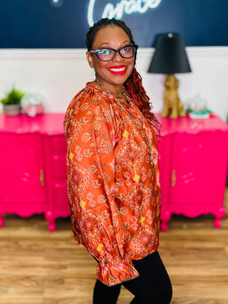 Printed Satin Twill Blouse