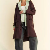 Multi Checker Hooded Side Slit Button Up Cardigan - 3 Colors* FINAL SALE *