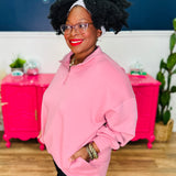 Annalise Scuba Half Zip Pullover - Lt Rose - LAST ONES FINAL SALE