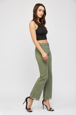 High Rise Crop Flare - Olive - PREORDER