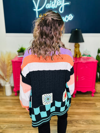 POL Purely Fun Cardigan - Black Multi - FINAL SALE