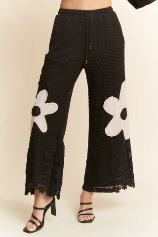 Thermal Mixture Knit Wide Opening Pants