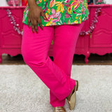 Chic Solid Straight Pants - Pink Sapphire* LAST ONES FINAL SALE *