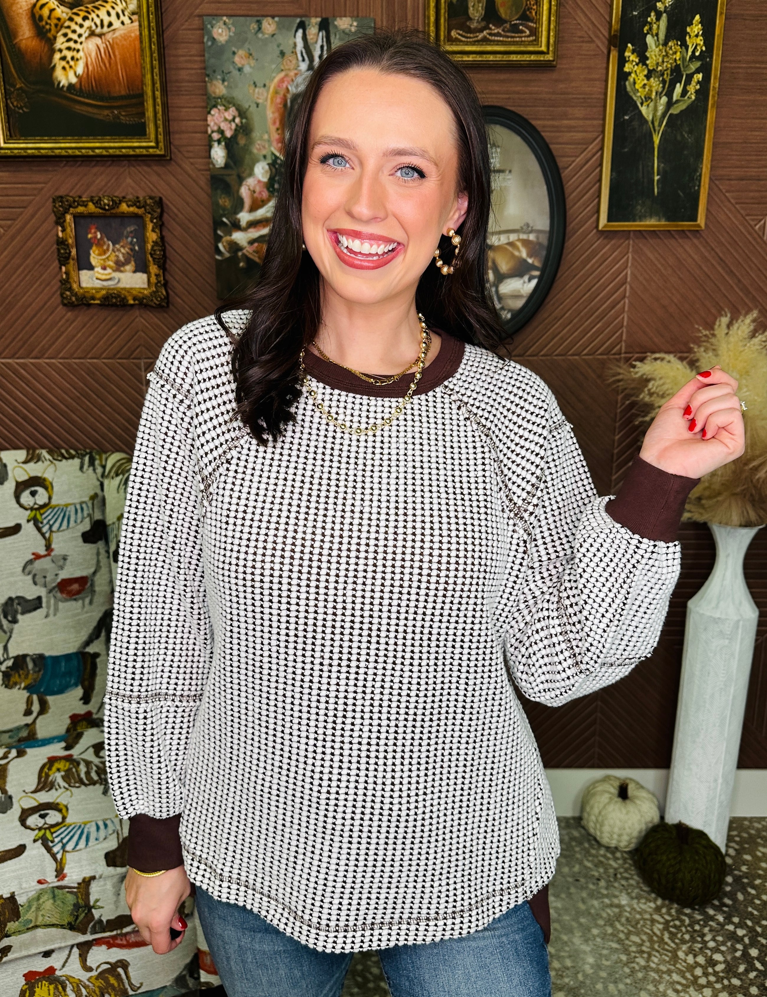 Woven In Comfort Top - Chocolate