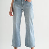 Mid Rise Wide Leg Ankle Jeans By Mica
