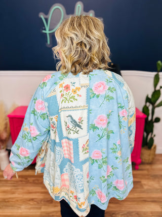 Loose Fitting Long Sleeve Floral Pattern Blouse