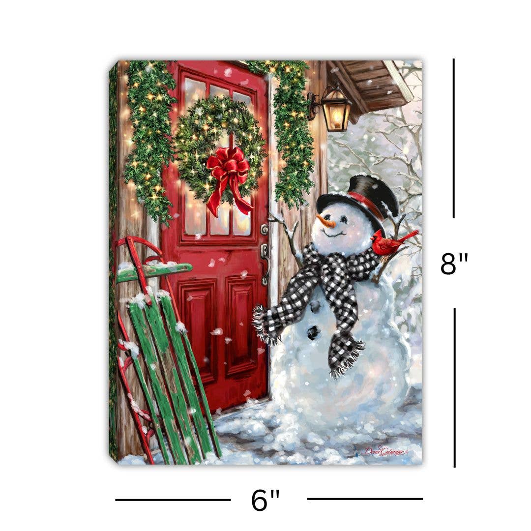 Front Porch Snowman 6x8 Lighted Tabletop Canvas