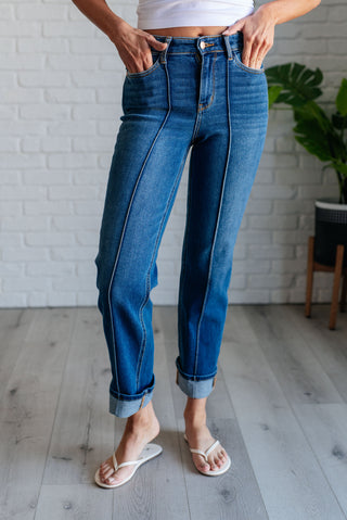 Campbell Center Seam Straight Jeans by Judy Blue