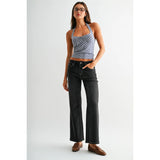 Black Mid-Rise Wide Leg Ankle Jeans by Mica - PREORDER
