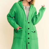 Multi Checker Hooded Side Slit Button Up Cardigan - 3 Colors* FINAL SALE *