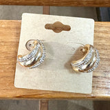Gold & Crystal Huggie Earrings