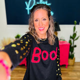Boo Black Contrast Sleeve Top - LAST ONES FINAL SALE