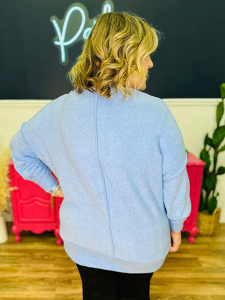 Lori Drop Shoulder Oversized Sweater - Cornflower Blue