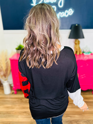 Long Sleeve Plaid V-Neck Top