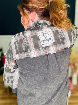 Oversized Fit Snap Button Top