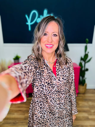Mila Leopard Taupe Button Up Dress
