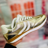 Kickoff Gold Crinkle Metallic Sneakers by Corkys