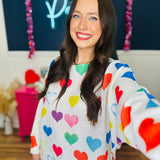 Allegra - Multi Colored Hearts Sweater